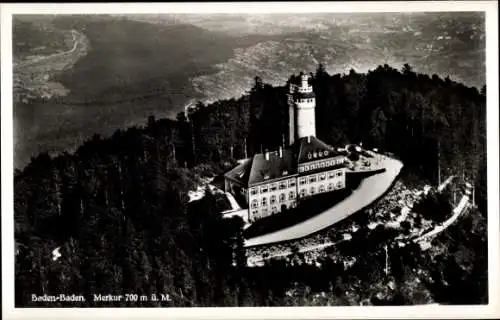 Ak Baden Baden, Merkur, Aussichtsturm, Fliegeraufnahme