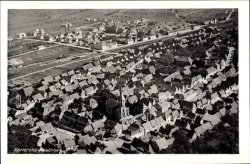Ak Knielingen Karlsruhe in Baden Württemberg, Blick auf den Ort, Fliegeraufnahme