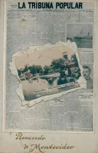 Zeitungs Ak Villa Dolores Montevideo Uruguay, Lago Azul