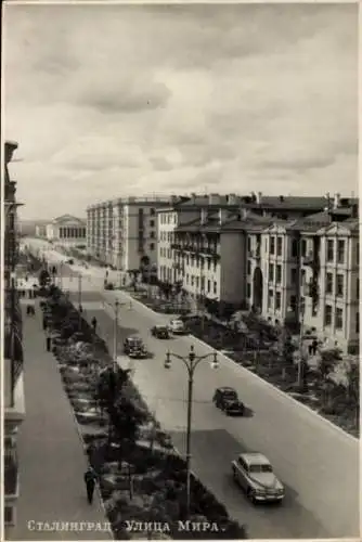 Foto Ak Stalingrad Wolgograd Russland, Friedensstraße