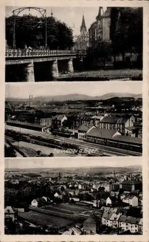Ak Sokolov Falkenau an der Eger Region Karlsbad, Brücke, Panorama