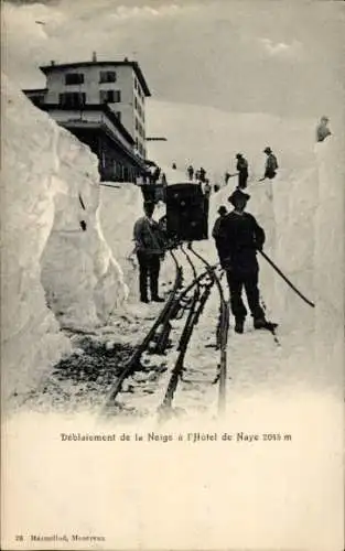 CPA Veytaux Canton de Vaud, Rochers de Naye, Déblaiement de la Neige à l'Hôtel de Naye