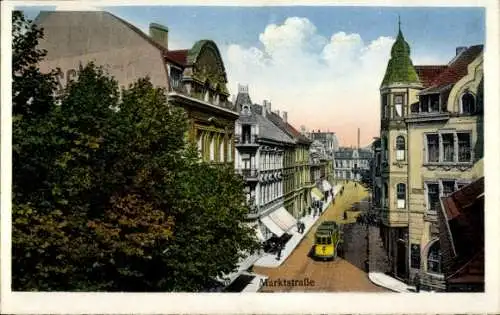Ak Sterkrade Oberhausen am Rhein, Marktstraße, Straßenbahn