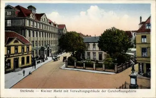 Ak Sterkrade Oberhausen im Ruhrgebiet, Kleiner Markt mit Verwaltungsgebäude der Gutehoffnungshütte