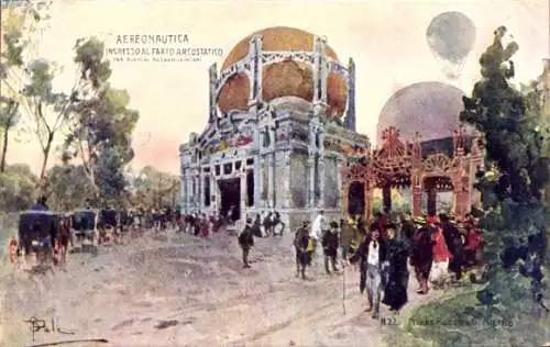 Künstler Ak Milano Mailand Lombardia, Aeronautica, Ingresso al Parco Aerostatico