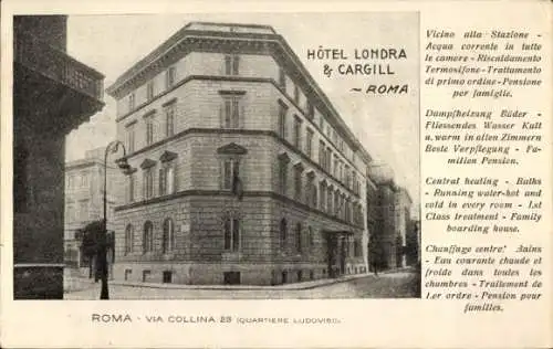Ak Roma Rom Lazio, Via Collina, Hotel Londra & Cargill