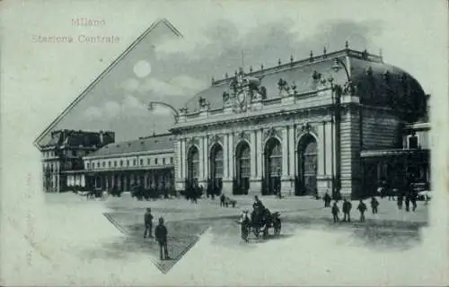 Mondschein Ak Milano Mailand Lombardia, Stazione Centrale