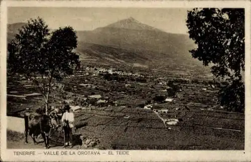 Ak Orotava Tenerife Islas Canarias España, Panorama, El Teide