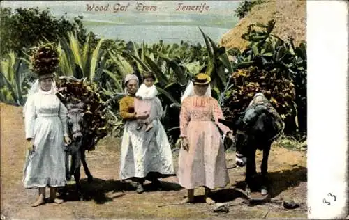 Ak Tenerife Teneriffa Kanarische Inseln Spanien, Holzsammler