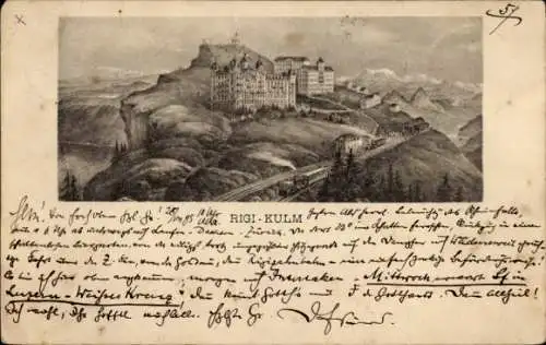 Vorläufer Litho Rigi Kulm Kanton Schwyz, Panorama, Bahn