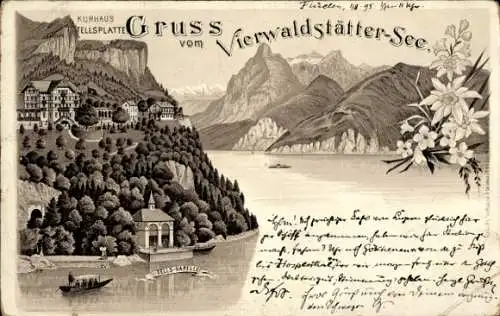 Vorläufer Litho Kanton Uri, Tellskapelle am Vierwaldstättersee, Kurhaus Tellsplatte