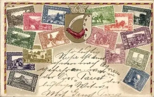 Präge Wappen Briefmarken Ak Bosnien Herzegowina