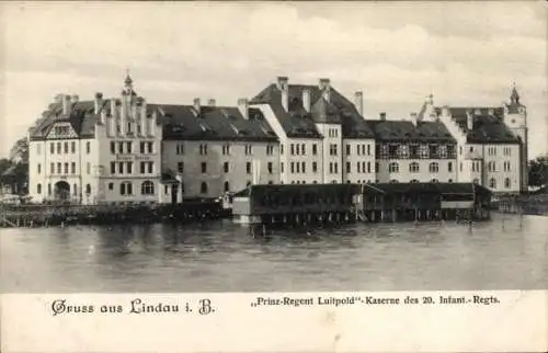 Ak Lindau am Bodensee Schwaben, Prinzregent-Luitpold-Kaserne, 20. Infanterie Regiment