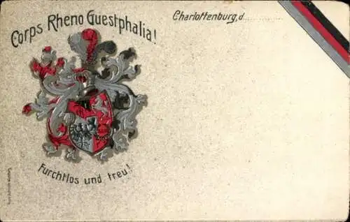 Studentika Ak Berlin Charlottenburg, Corps Rheno Guestphalia, Wappen