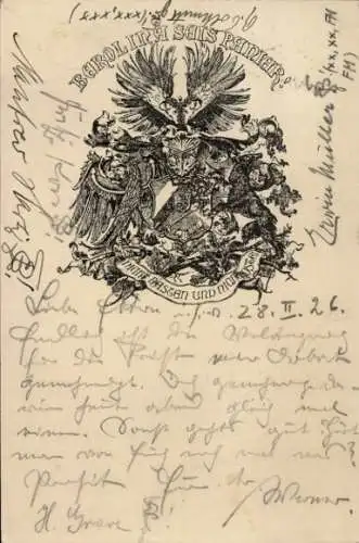 Studentika Wappen Ak Berlin Charlottenburg, Berolina seis panier! Weinheimer Senioren Convent