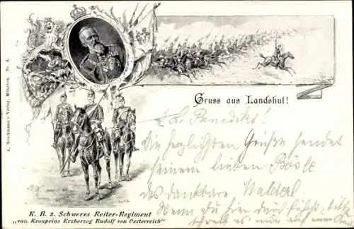 Ak Landshut, 2. Schweres Reiter-Regiment, Kronprinz Erzherzog Rudolf von Österreich