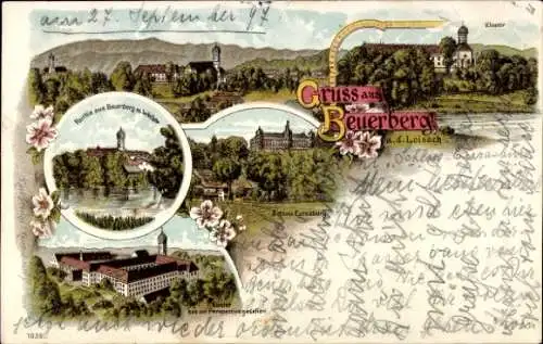 Litho Beuerberg im Loisachtal Eurasburg Oberbayern, Gesamtansicht