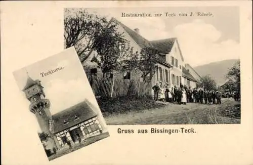 Ak Bissingen an der Teck, Restauration zur Teck, Teckturm