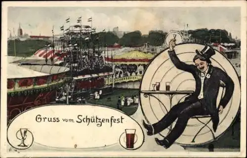 Ak Hannover, Schützenfest, Mann mit Weinglas