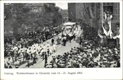Ak Chemnitz in Sachsen, Festzug, Wettinschießen 1904