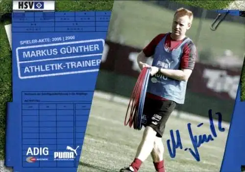 Autogrammkarte Athletik Trainer Markus Günther, Hamburger SV / HSV, Autogramm