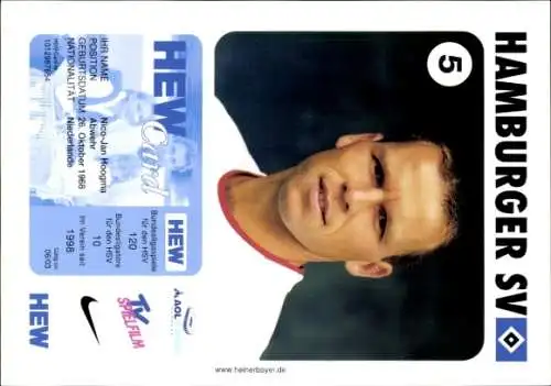 Autogrammkarte Fußballer Nico Jan Hoogma, Hamburger SV / HSV, Autogramm