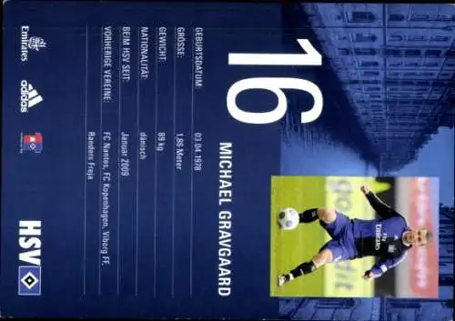 Autogrammkarte Fußballer Michael Gravgaard, Hamburger SV / HSV, Autogramm