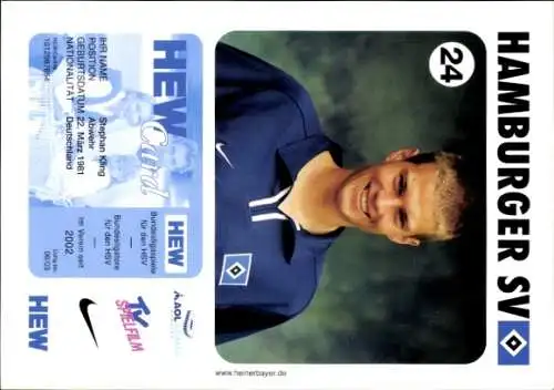 Autogrammkarte Fußballer Stephan Kling, Hamburger SV / HSV, Autogramm