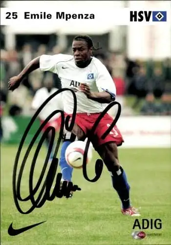 Autogrammkarte Fußballer Emile Mpenza, Hamburger SV / HSV, Autogramm