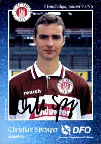 Autogrammkarte Fußballer Christian Springer, FC St. Pauli