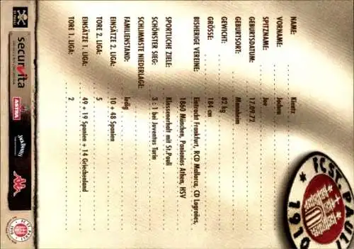 Autogrammkarte Fußballer Jochen Kientz, FC St. Pauli, Autogramm