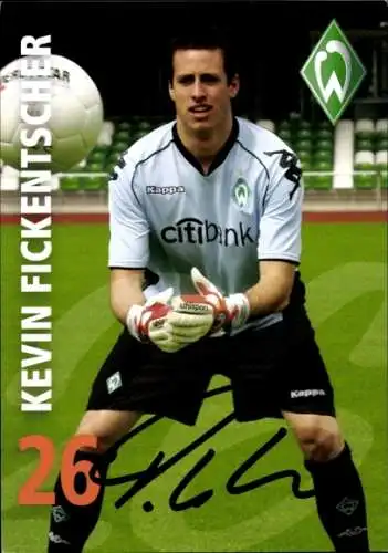 Autogrammkarte Fußballer Kevin Fickentscher, Werder Bremen, Autogramm