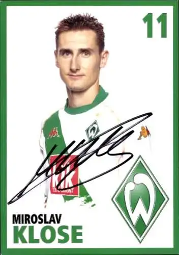 Autogrammkarte Fußballer Miroslav Klose, Werder Bremen, Autogramm