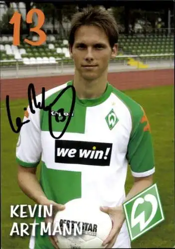 Autogrammkarte Fußballer Kevin Artmann, Werder Bremen, Autogramm