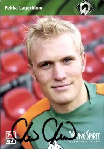 Autogrammkarte Fußballer Pekka Lagerblom, Werder Bremen, Autogramm
