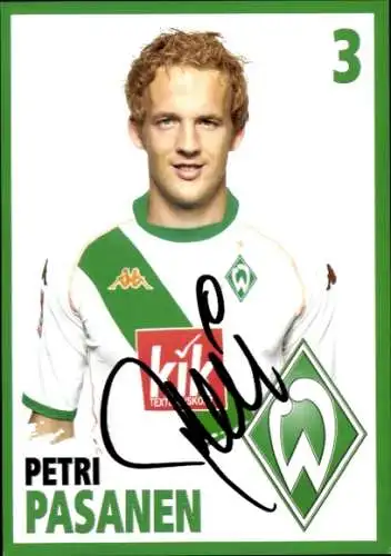 Autogrammkarte Fußballer Petri Pasanen, Werder Bremen, Autogramm