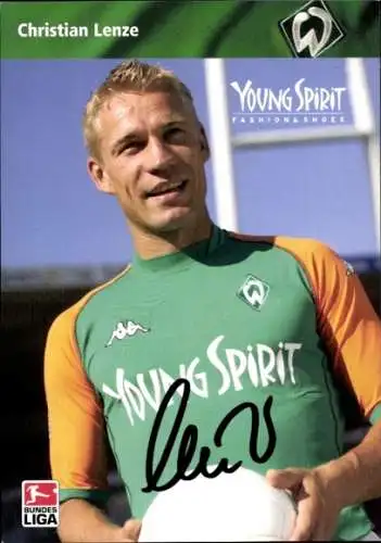 Autogrammkarte Fußballer Christian Lenze, Werder Bremen, Autogramm