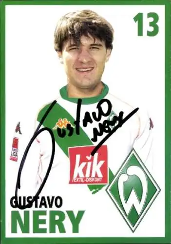 Autogrammkarte Fußballer Gustavo Nery, Werder Bremen, Autogramm