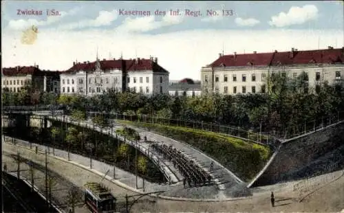 Ak Zwickau in Sachsen, Kaserne des Inf. Regt. No. 133