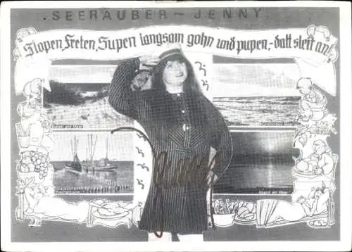 Ak Sängerin, Seeräuber-Jenny, Portrait, Autogramm