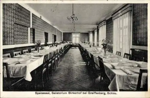 Ak Gryfów Śląski Greiffenberg Schlesien, Sanatorium Birkenhof, Speisesaal