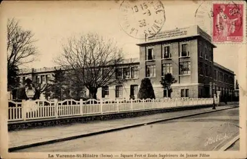 Ak La Varenne Saint Hilaire Val de Marne, Square Frot, Ecole Superieure de Jeunes Filles