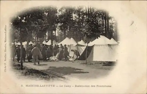 Ak Maisons Laffitte Yvelines, Le Camp, Distribution des Fournitures