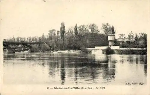Ak Maisons Laffitte Yvelines, Brücke, Le Port