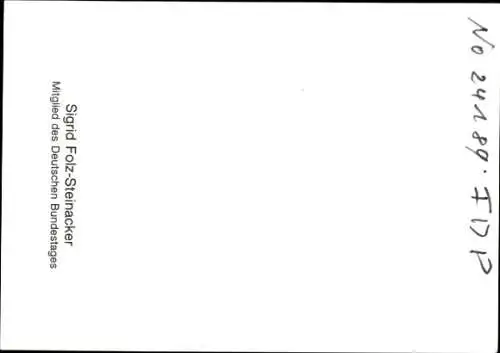 Foto Politikerin Sigrid Folz-Steinacker, Autogramm