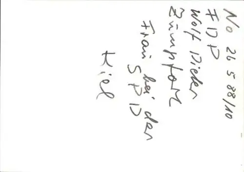 Foto Politiker Wolf Dieter, Autogramm