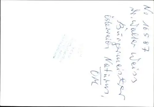 Foto Politiker Walter Weiss, Österreich, Autogramm