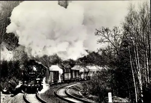 Ak Dampflokomotiven im Einsatz, Baureihe 58, Güterzug nach Breitenbrunn bei Erla, April 1976