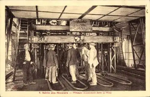 Ak Miners Series, Bergleute gehen in die Mine hinab