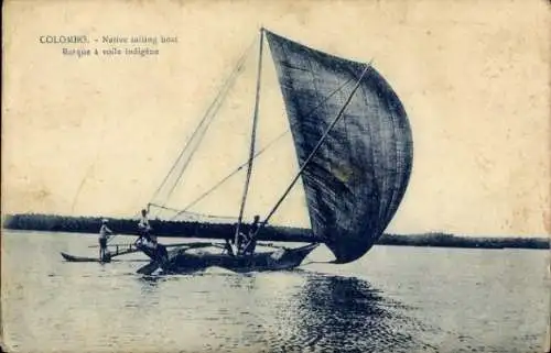 Ak Colombo Sri Lanka, einheimisches Segelboot